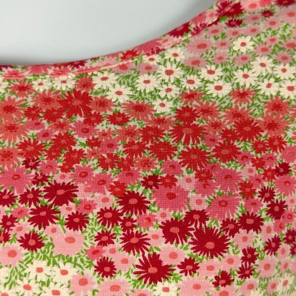 Harolds Top Womens Large Pink Floral Print Scoop Neck Tee Cropped 3/4 Sleeve - Picture 3 of 14